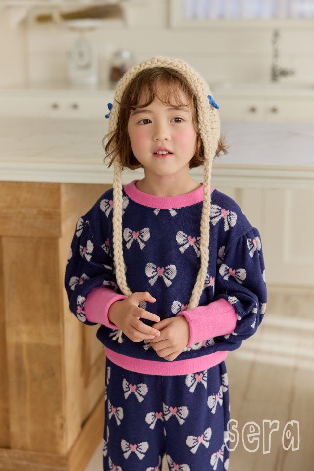 Sera - Korean Children Fashion - #magicofchildhood - Ribbon Jacquard Top Bottom Set - 8