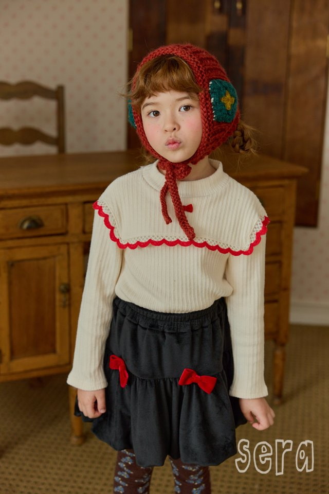 Sera - Korean Children Fashion - #minifashionista - Red Lace Ribbed Tee