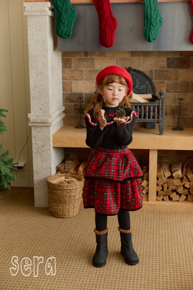 Sera - Korean Children Fashion - #stylishchildhood - Red Lace Ribbed Tee - 5