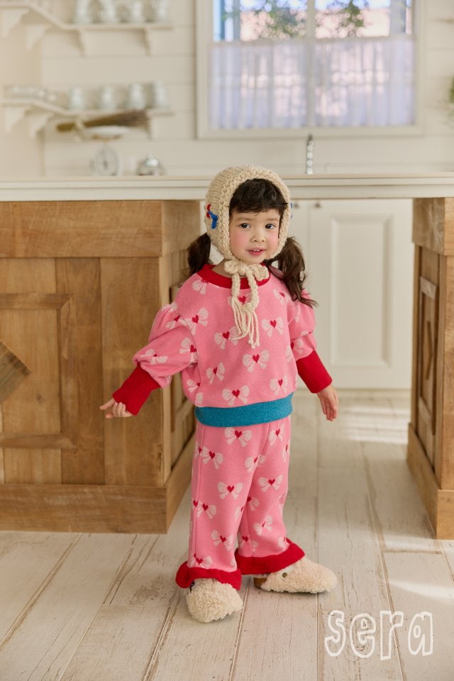 Sera - Korean Children Fashion - #todddlerfashion - Ribbon Jacquard Top Bottom Set - 11