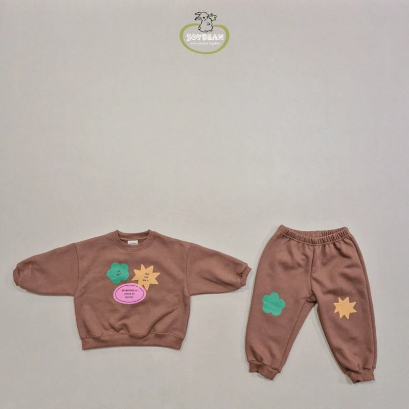 Soybean - Korean Children Fashion - #Kfashion4kids - Wappen Printing Top Bottom Set - 6