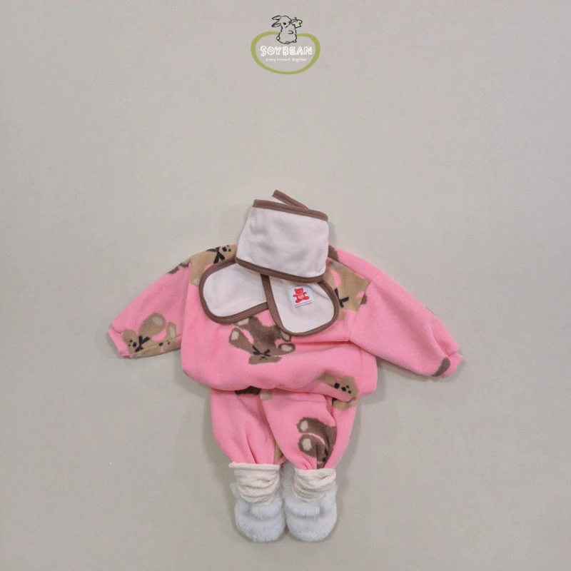 Soybean - Korean Children Fashion - #Kfashion4kids - Teddy Fleece Top Bottom Set - 3