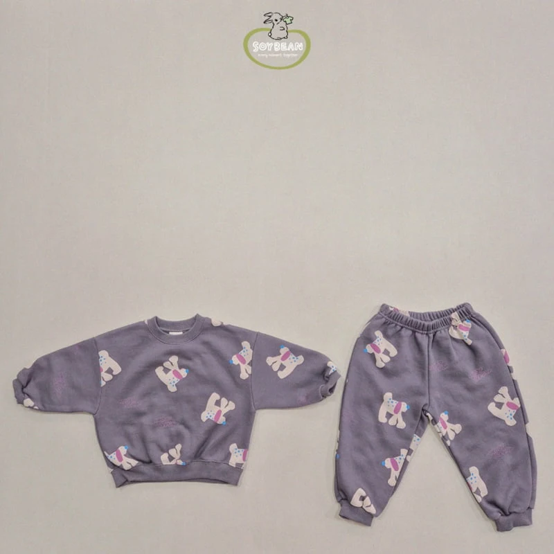 Soybean - Korean Children Fashion - #Kfashion4kids - Fleece Puppy Top Bottom Set - 8