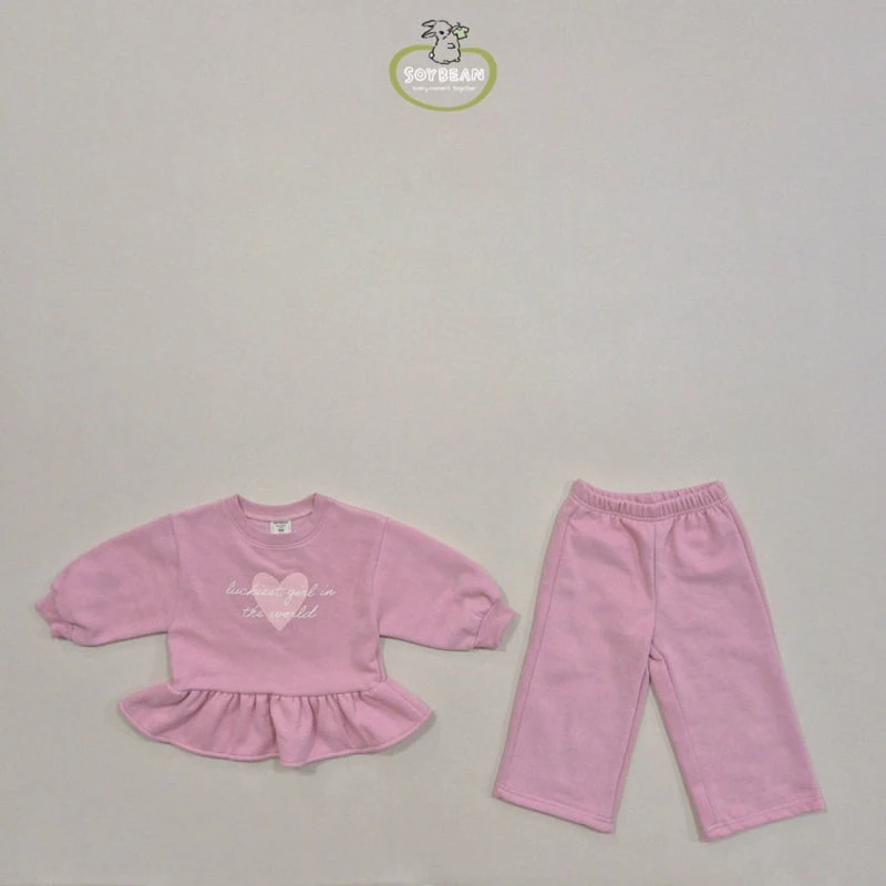 Soybean - Korean Children Fashion - #childofig - Fleece Heart Girl Frill Top Bottom Set - 6