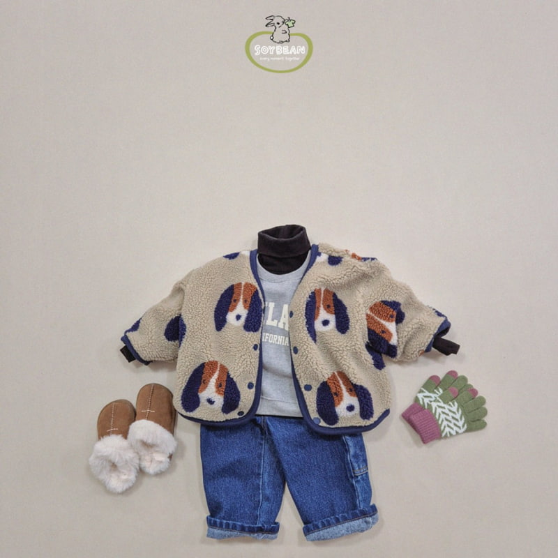 Soybean - Korean Children Fashion - #prettylittlegirls - Fleece Work Denim Pants - 4