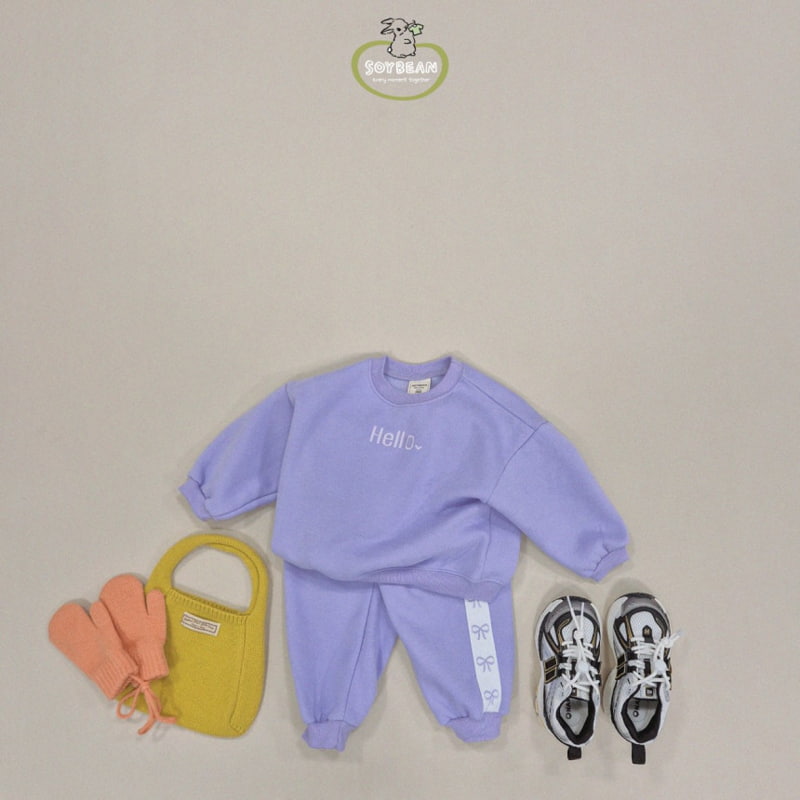 Soybean - Korean Children Fashion - #childofig - Fleece Hello Cutie Top Bottom Set - 2