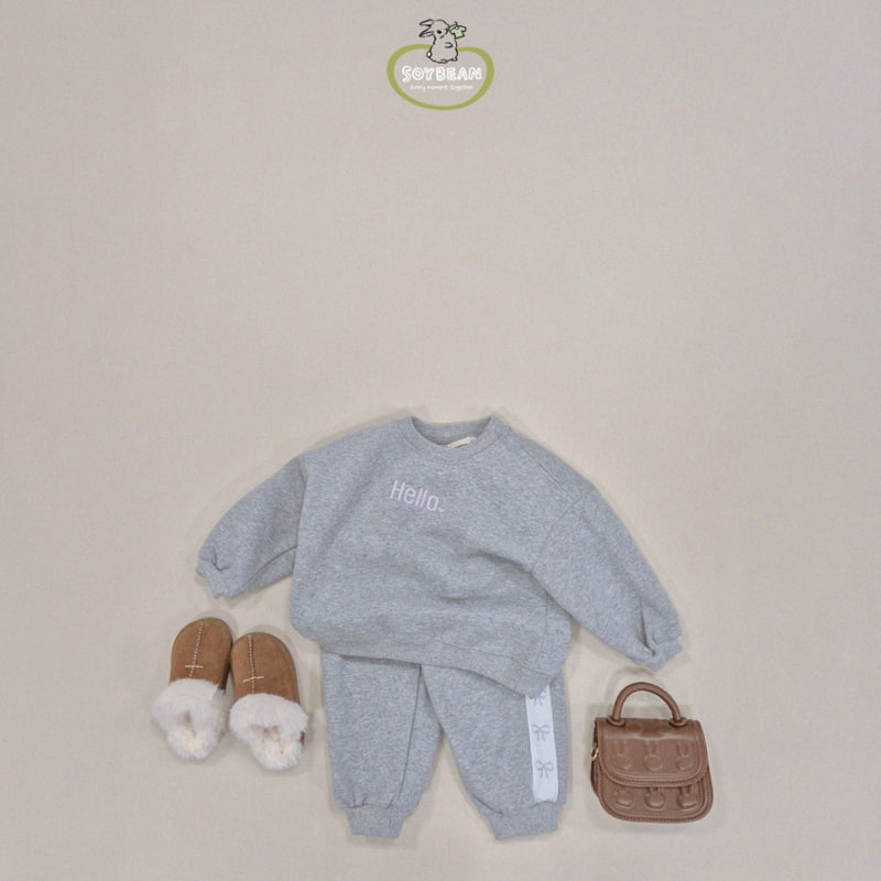 Soybean - Korean Children Fashion - #childofig - Fleece Hello Cutie Top Bottom Set - 3