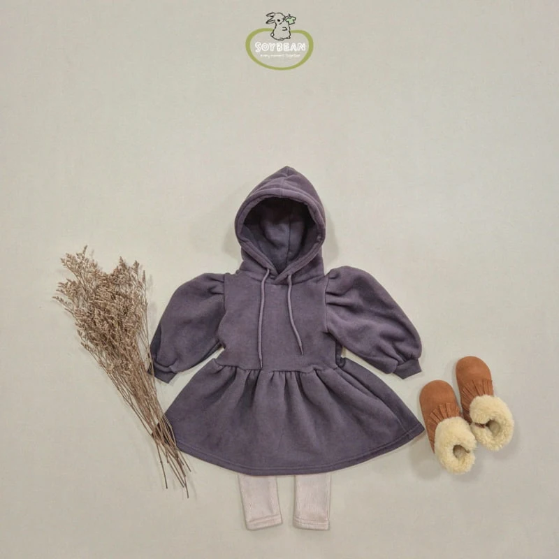 Soybean - Korean Children Fashion - #childofig - Fleece Hooded Dress - 2