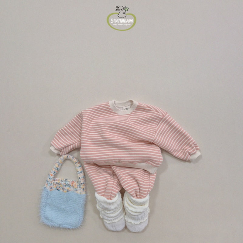 Soybean - Korean Children Fashion - #childofig - Fleece Stripe Top Bottom Set - 5