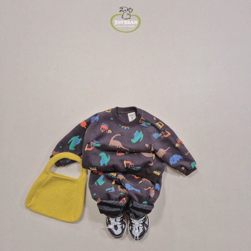 Soybean - Korean Children Fashion - #childofig - Fleece Dino Top Bottom Set - 3