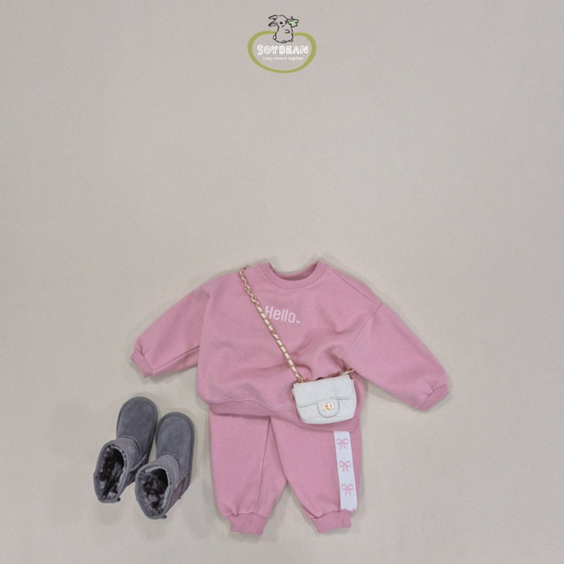 Soybean - Korean Children Fashion - #childofig - Fleece Hello Cutie Top Bottom Set - 4