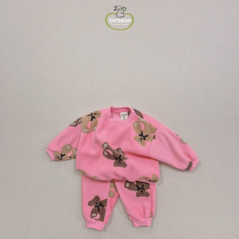 Soybean - Korean Children Fashion - #childrensboutique - Teddy Fleece Top Bottom Set - 10