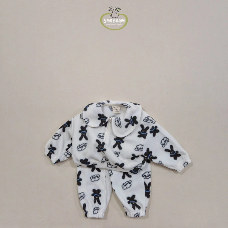 Soybean - Korean Children Fashion - #designkidswear - Bunny Fleece Top Bottom Set - 7