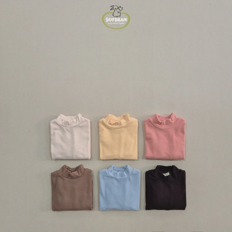 Soybean - Korean Children Fashion - #designkidswear - Peach Mockneck Tee