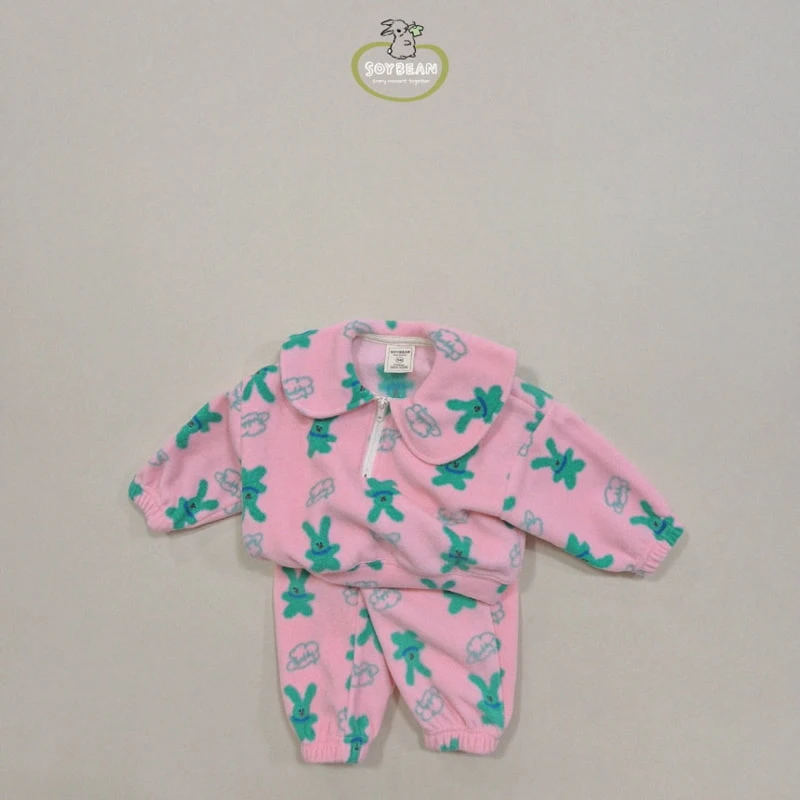 Soybean - Korean Children Fashion - #discoveringself - Bunny Fleece Top Bottom Set - 8