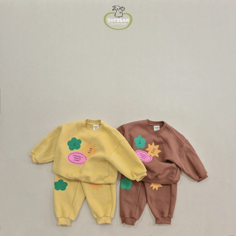 Soybean - Korean Children Fashion - #discoveringself - Wappen Printing Top Bottom Set