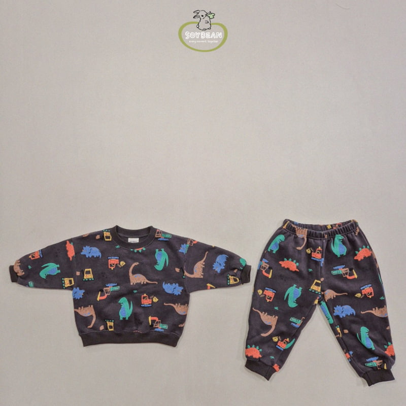 Soybean - Korean Children Fashion - #discoveringself - Fleece Dino Top Bottom Set - 6