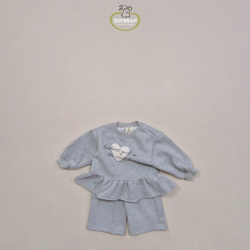 Soybean - Korean Children Fashion - #fashionkids - Fleece Heart Girl Frill Top Bottom Set - 11