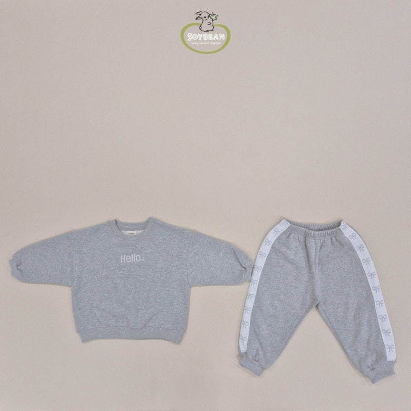 Soybean - Korean Children Fashion - #fashionkids - Fleece Hello Cutie Top Bottom Set - 7