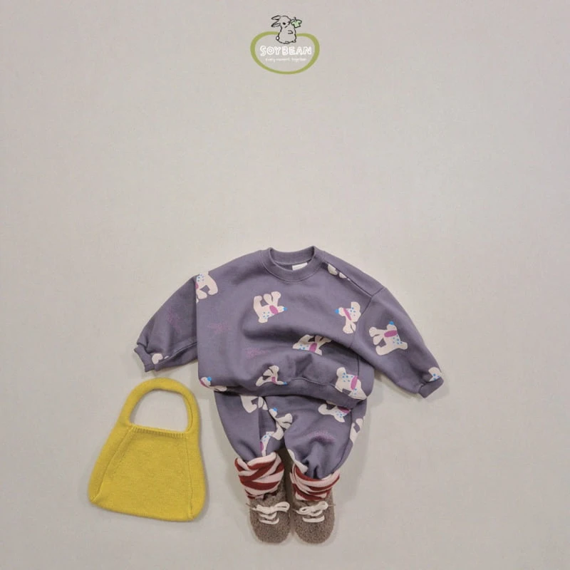 Soybean - Korean Children Fashion - #discoveringself - Fleece Puppy Top Bottom Set - 4