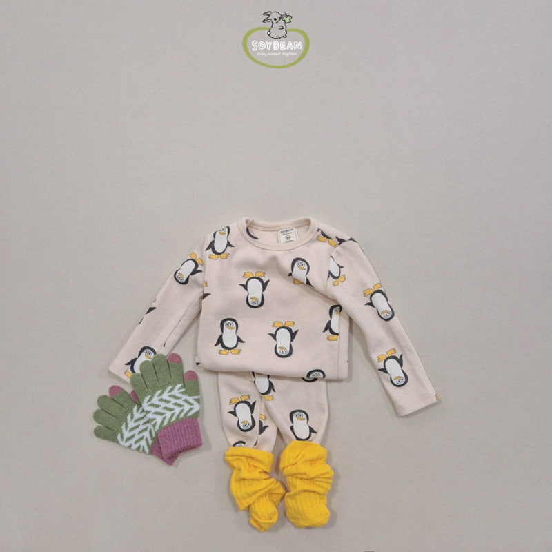 Soybean - Korean Children Fashion - #fashionkids - Brushed Penguin Loungewear - 2