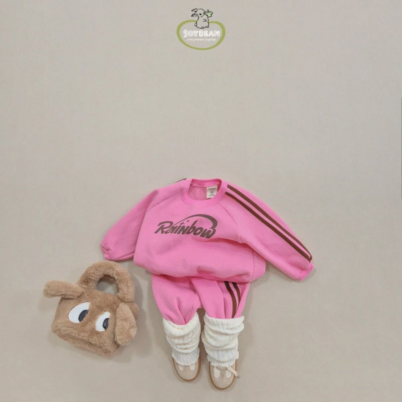 Soybean - Korean Children Fashion - #fashionkids - Fleece Rainbow Top Bottom Set - 4