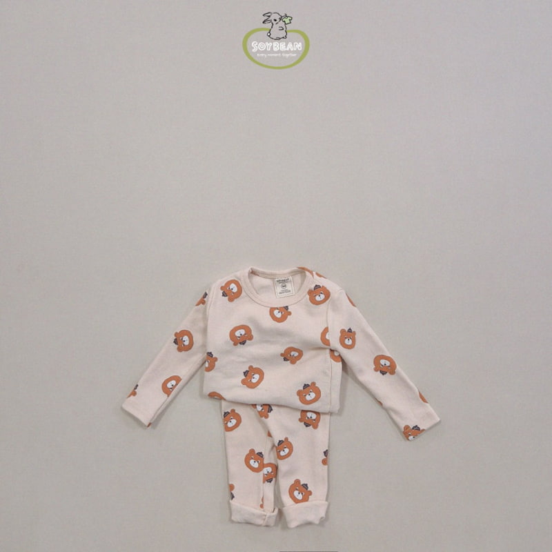 Soybean - Korean Children Fashion - #kidsshorts - Brushed Bear Loungewear - 5