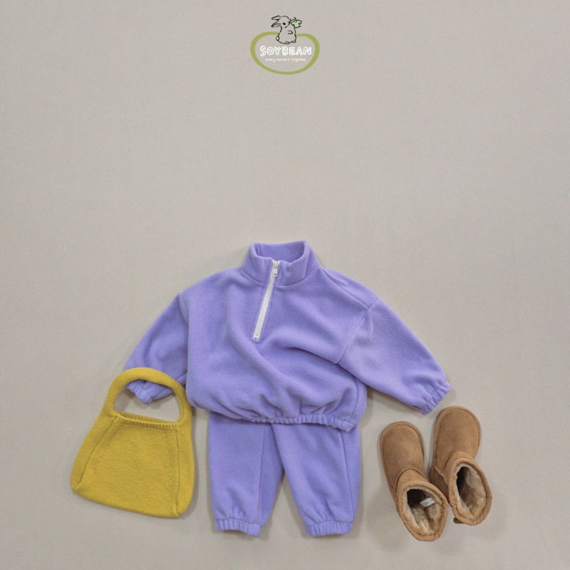 Soybean - Korean Children Fashion - #kidsshorts - Mockneck Fleece Top Bottom Set - 2