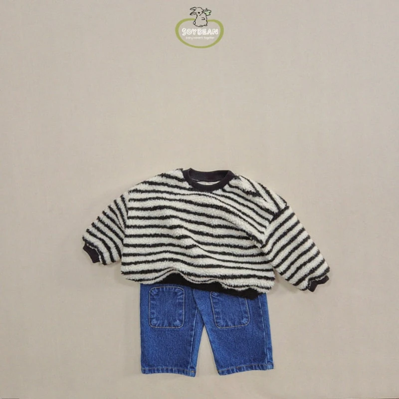 Soybean - Korean Children Fashion - #kidsshorts - Fleece Stripe Sweatshirt - 9