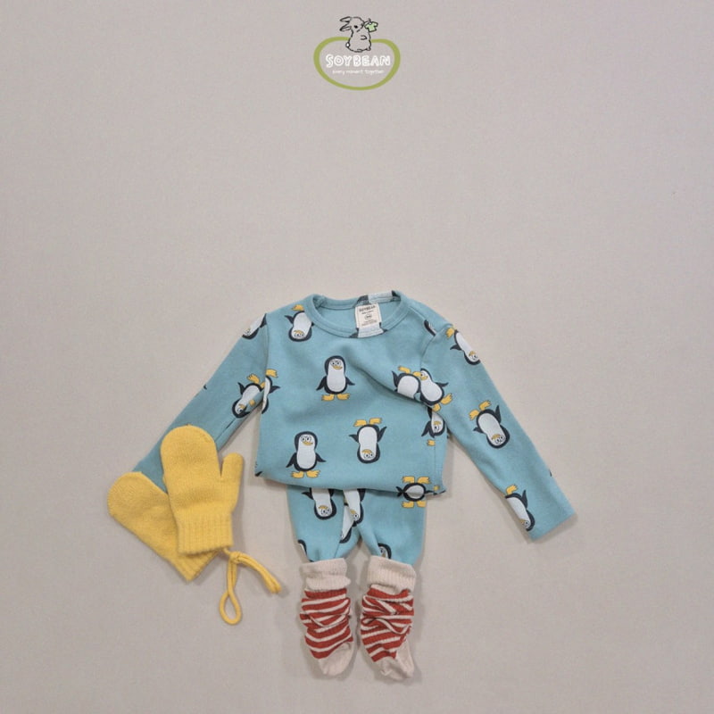 Soybean - Korean Children Fashion - #kidsshorts - Brushed Penguin Loungewear - 3