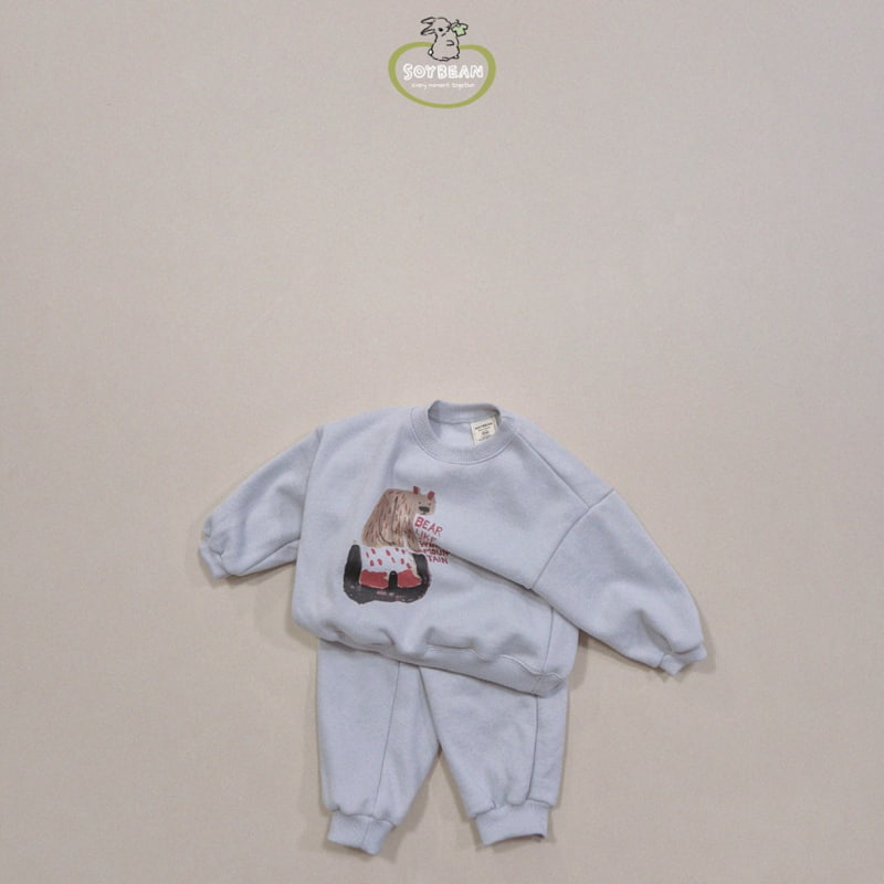 Soybean - Korean Children Fashion - #kidsstore - Fleece White Bear Top Bottom Set - 8