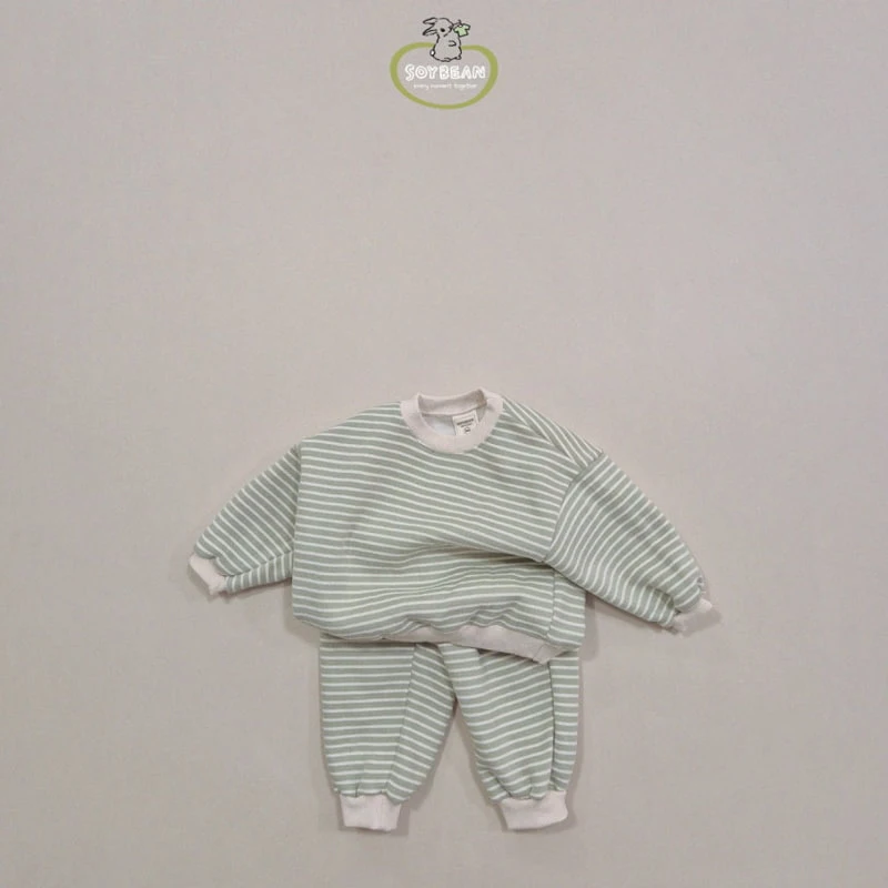 Soybean - Korean Children Fashion - #kidsstore - Fleece Stripe Top Bottom Set - 11