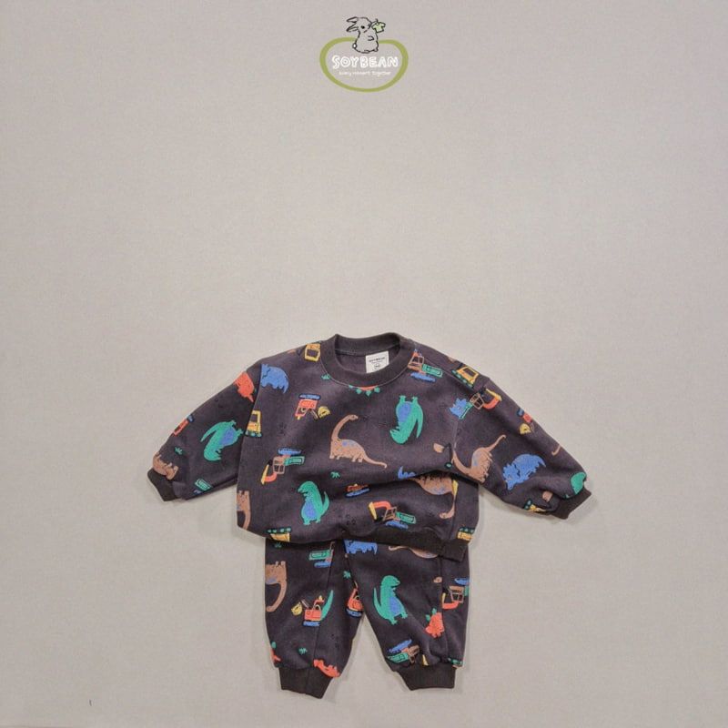 Soybean - Korean Children Fashion - #kidsstore - Fleece Dino Top Bottom Set - 9