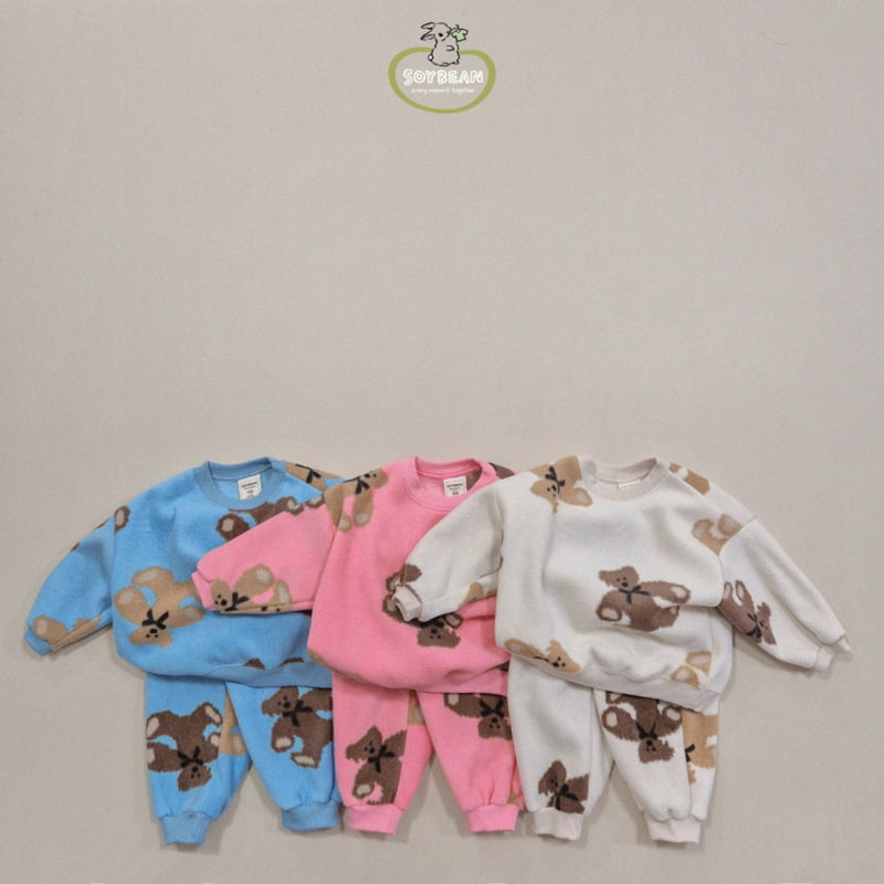 Soybean - Korean Children Fashion - #kidsstore - Teddy Fleece Top Bottom Set