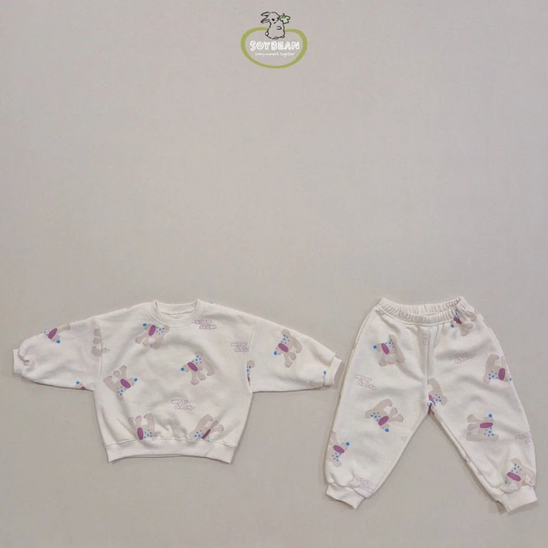 Soybean - Korean Children Fashion - #kidsstore - Fleece Puppy Top Bottom Set - 6