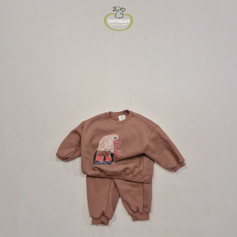 Soybean - Korean Children Fashion - #kidzfashiontrend - Fleece White Bear Top Bottom Set - 9