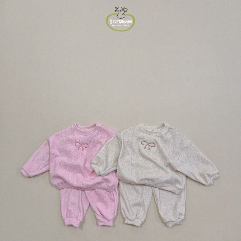 Soybean - Korean Children Fashion - #kidzfashiontrend - Popping Ribbon Top Bottom Set