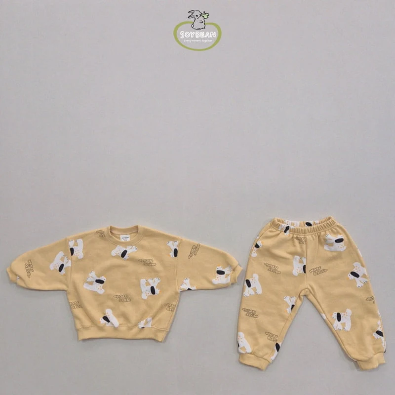 Soybean - Korean Children Fashion - #kidzfashiontrend - Fleece Puppy Top Bottom Set - 7