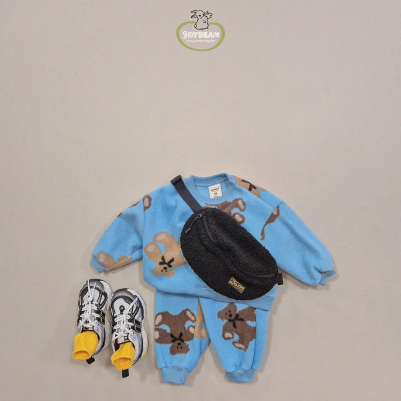 Soybean - Korean Children Fashion - #Kfashion4kids - Teddy Fleece Top Bottom Set - 4