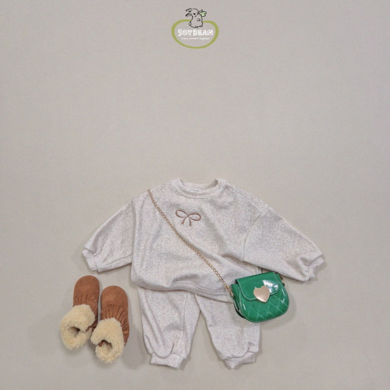 Soybean - Korean Children Fashion - #littlefashionista - Popping Ribbon Top Bottom Set - 3