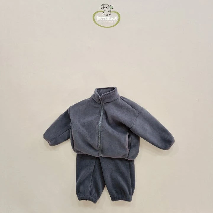 Soybean - Korean Children Fashion - #littlefashionista - Super Fleece Zip-up Top Bottom Set - 6