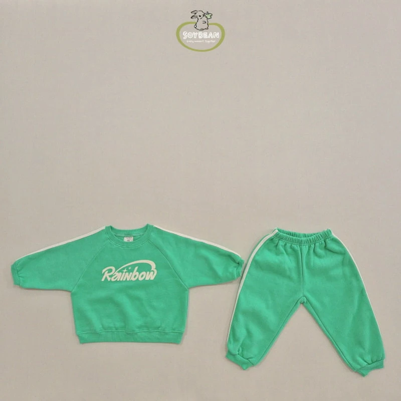 Soybean - Korean Children Fashion - #minifashionista - Fleece Rainbow Top Bottom Set - 10