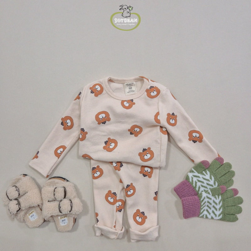 Soybean - Korean Children Fashion - #minifashionista - Brushed Bear Loungewear - 11