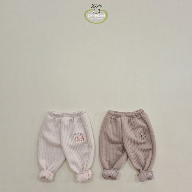 Soybean - Korean Children Fashion - #minifashionista - Yam Yum Embroidered Quilted Pants - 6