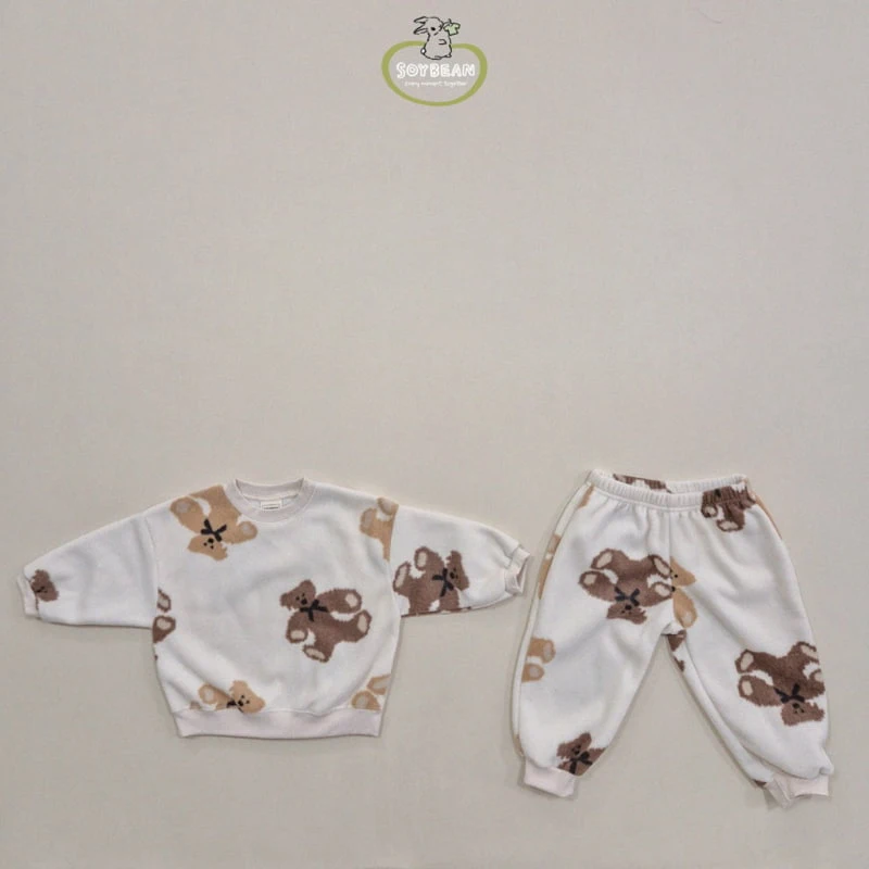 Soybean - Korean Children Fashion - #minifashionista - Teddy Fleece Top Bottom Set - 6