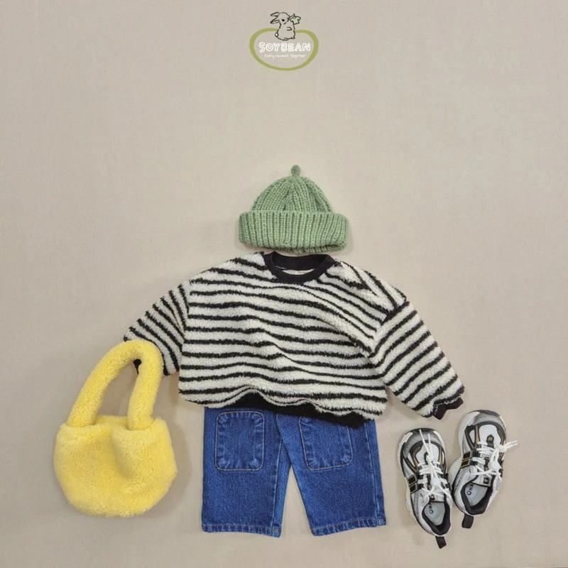 Soybean - Korean Children Fashion - #minifashionista - Fleece Stripe Sweatshirt