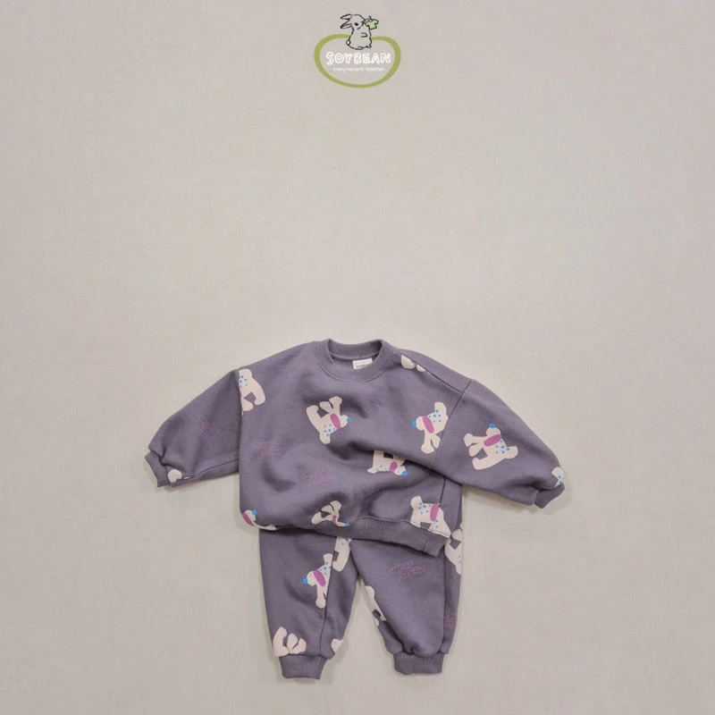 Soybean - Korean Children Fashion - #minifashionista - Fleece Puppy Top Bottom Set - 11