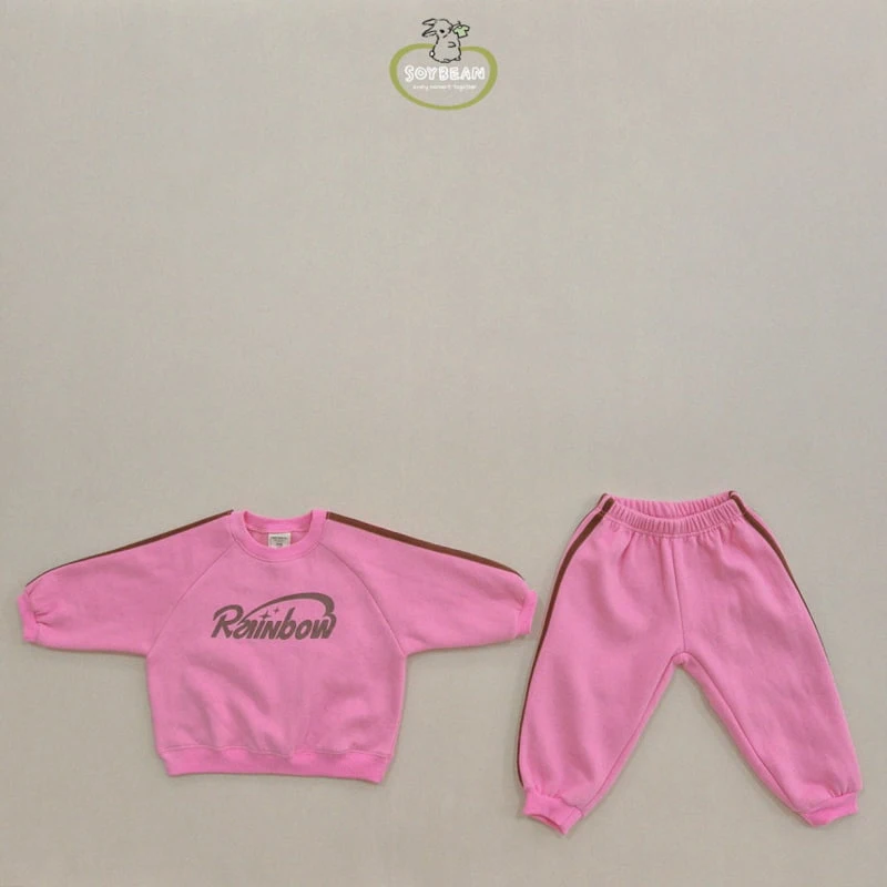 Soybean - Korean Children Fashion - #prettylittlegirls - Fleece Rainbow Top Bottom Set - 11