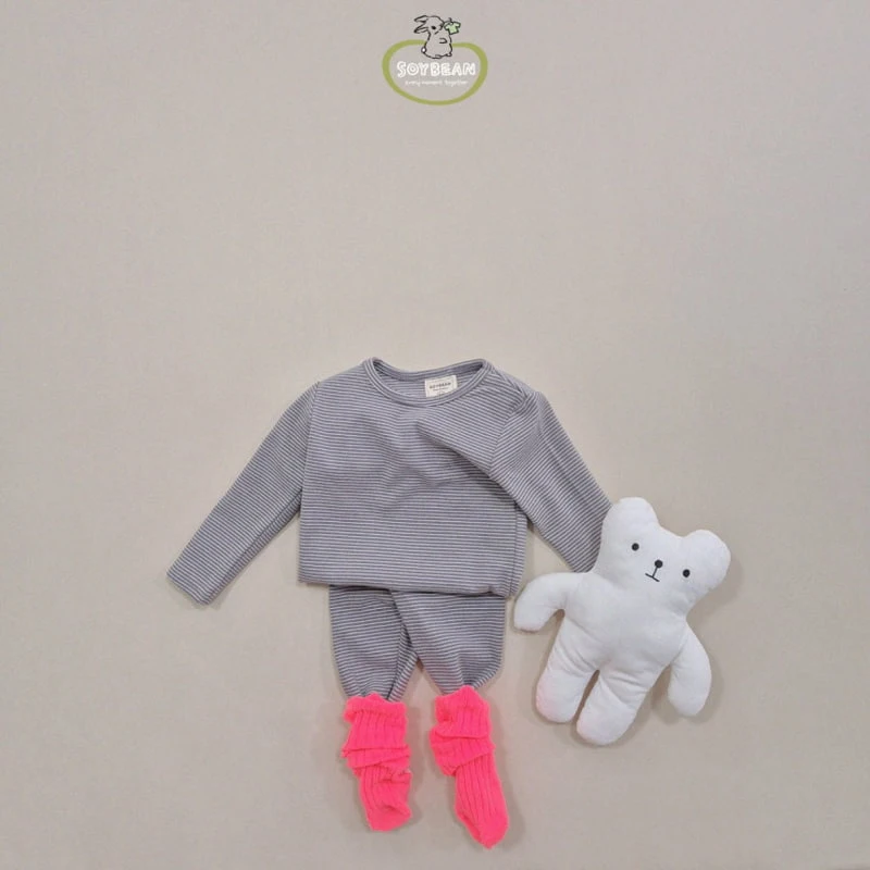 Soybean - Korean Children Fashion - #prettylittlegirls - Cozy Stripe Loungewear - 5