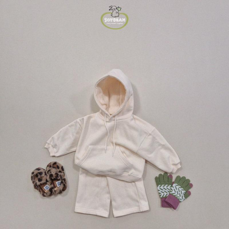 Soybean - Korean Children Fashion - #stylishchildhood - Fleece Hooded Top Bottom Set - 3